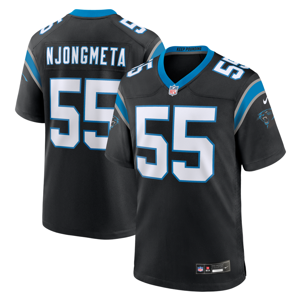 Carolina Panthers Maema Njongmeta Black Team Game Football Jersey