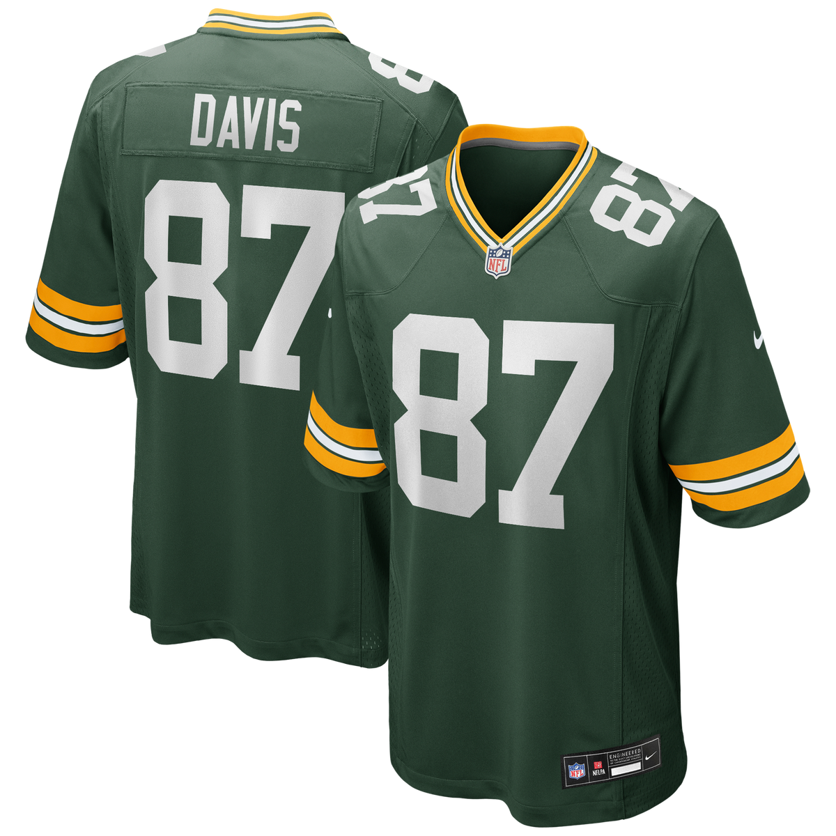 Green Bay Packers Willie Davis Green Game Retired Player Football Jersey