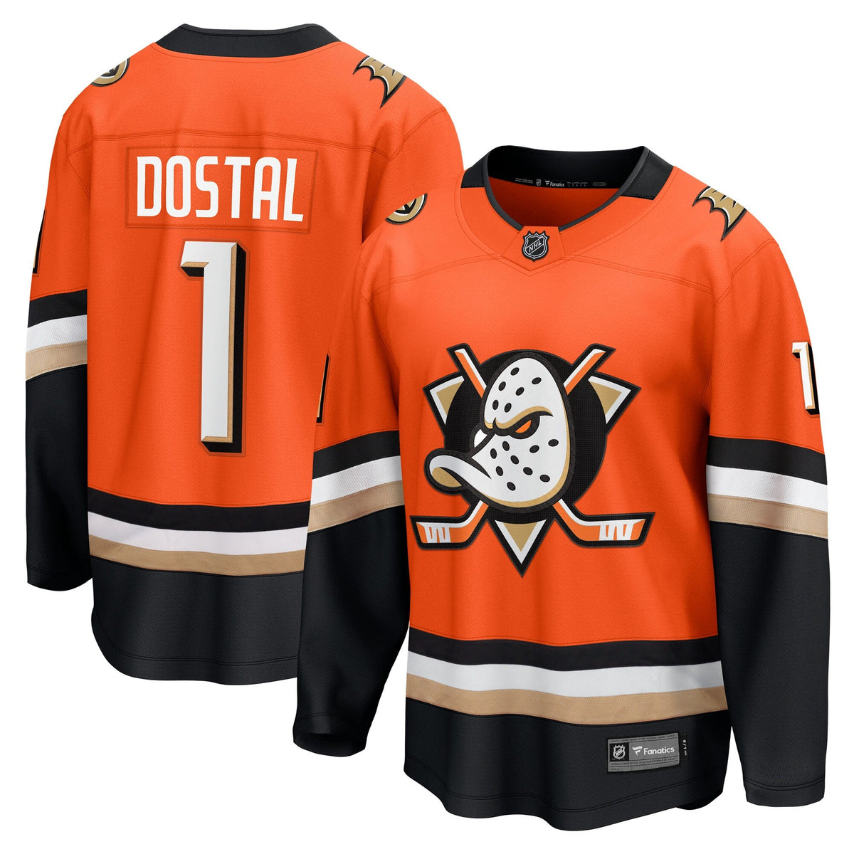 Anaheim Ducks Lukas Dostal Orange Home Breakaway Hockey Jersey