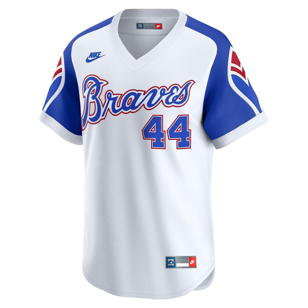 Atlanta Braves Hank Aaron White Throwback Cooperstown Collection Limited Baseball Jersey