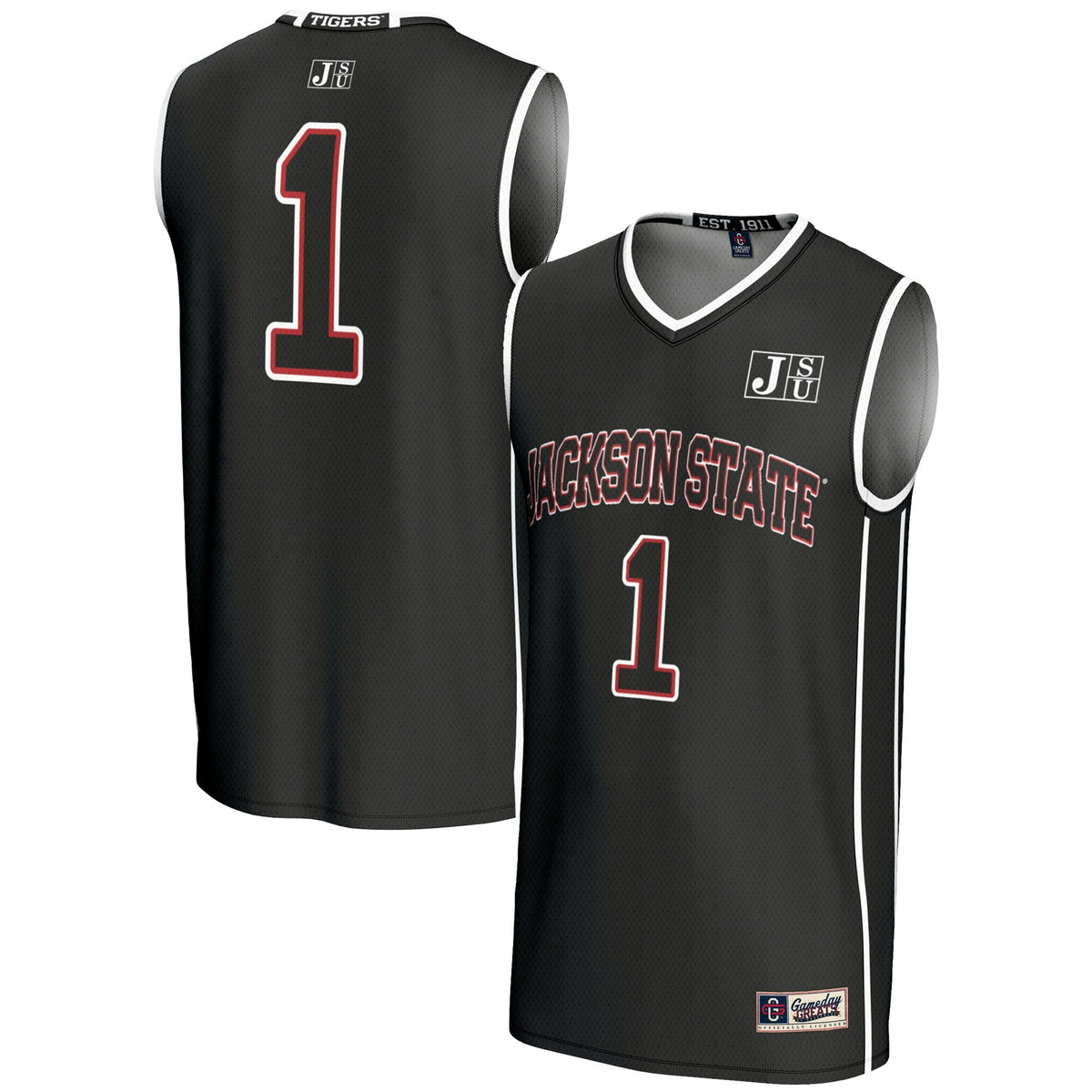 #1 Jackson State Tigers Lightweight Basketball Jersey - Black