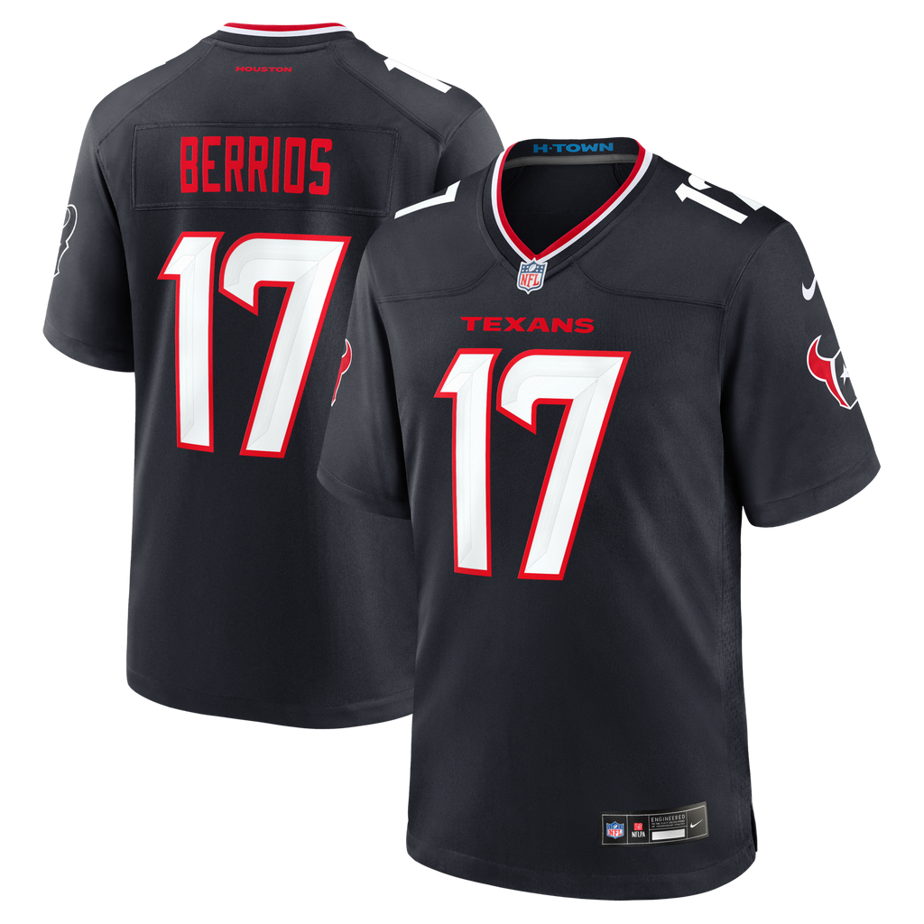 Houston Texans Braxton Berrios Navy Team Game Football Jersey