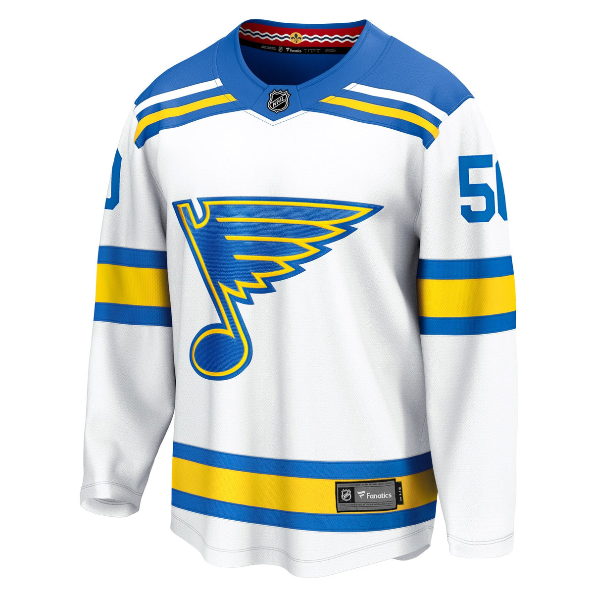 St. Louis Blues Jordan Binnington White Away Breakaway Player Hockey Jersey