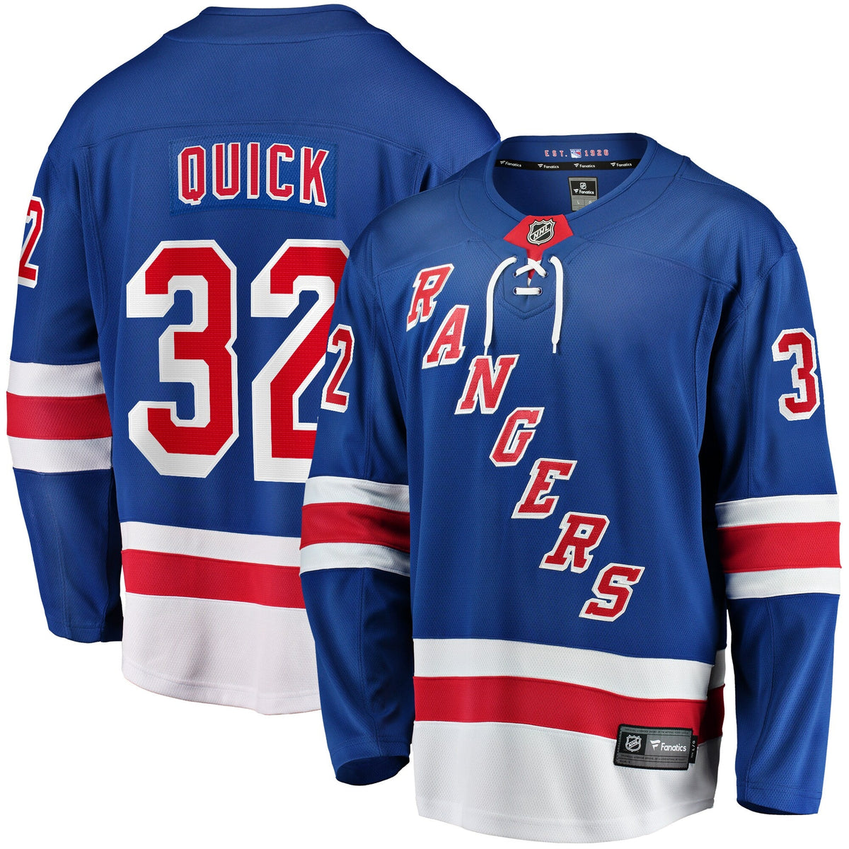 New York Rangers Jonathan Quick Blue Home Breakaway Hockey Jersey