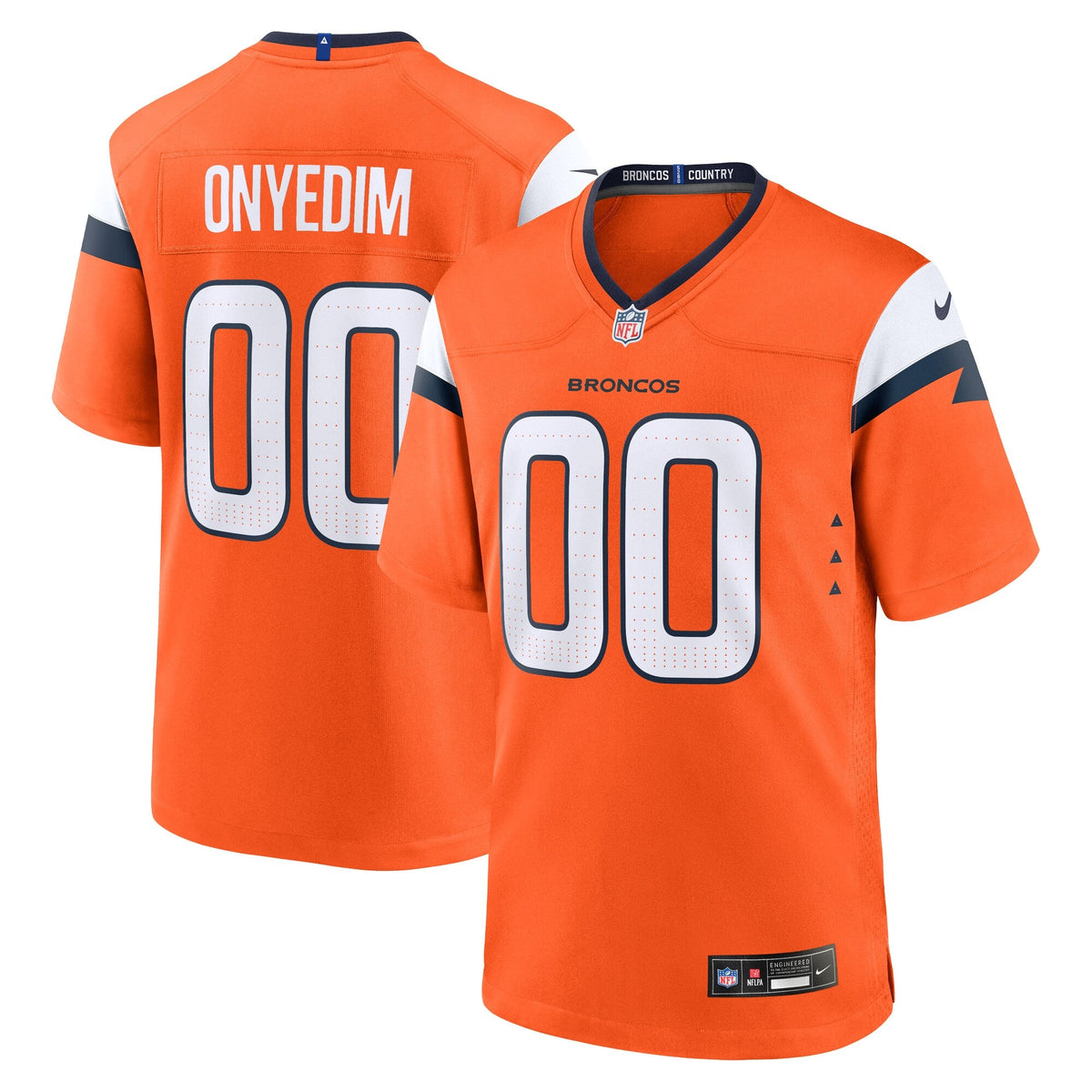 Denver Broncos Tyler Onyedim Orange Game Football Jersey