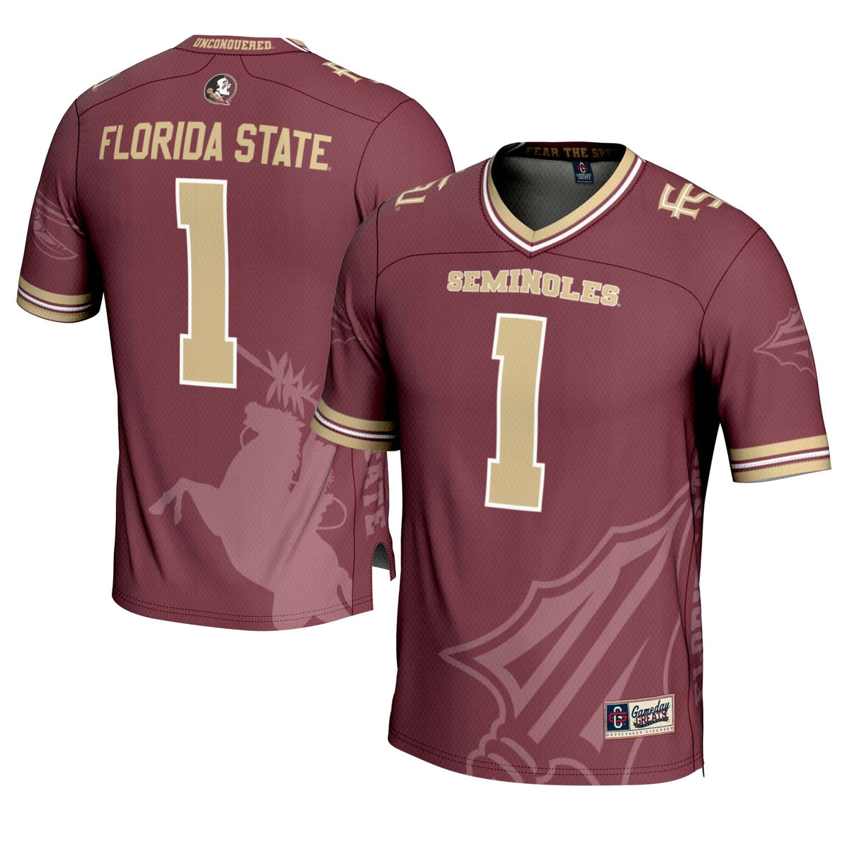 #1 Garnet Florida State Seminoles Icon Print Football Fashion Jersey