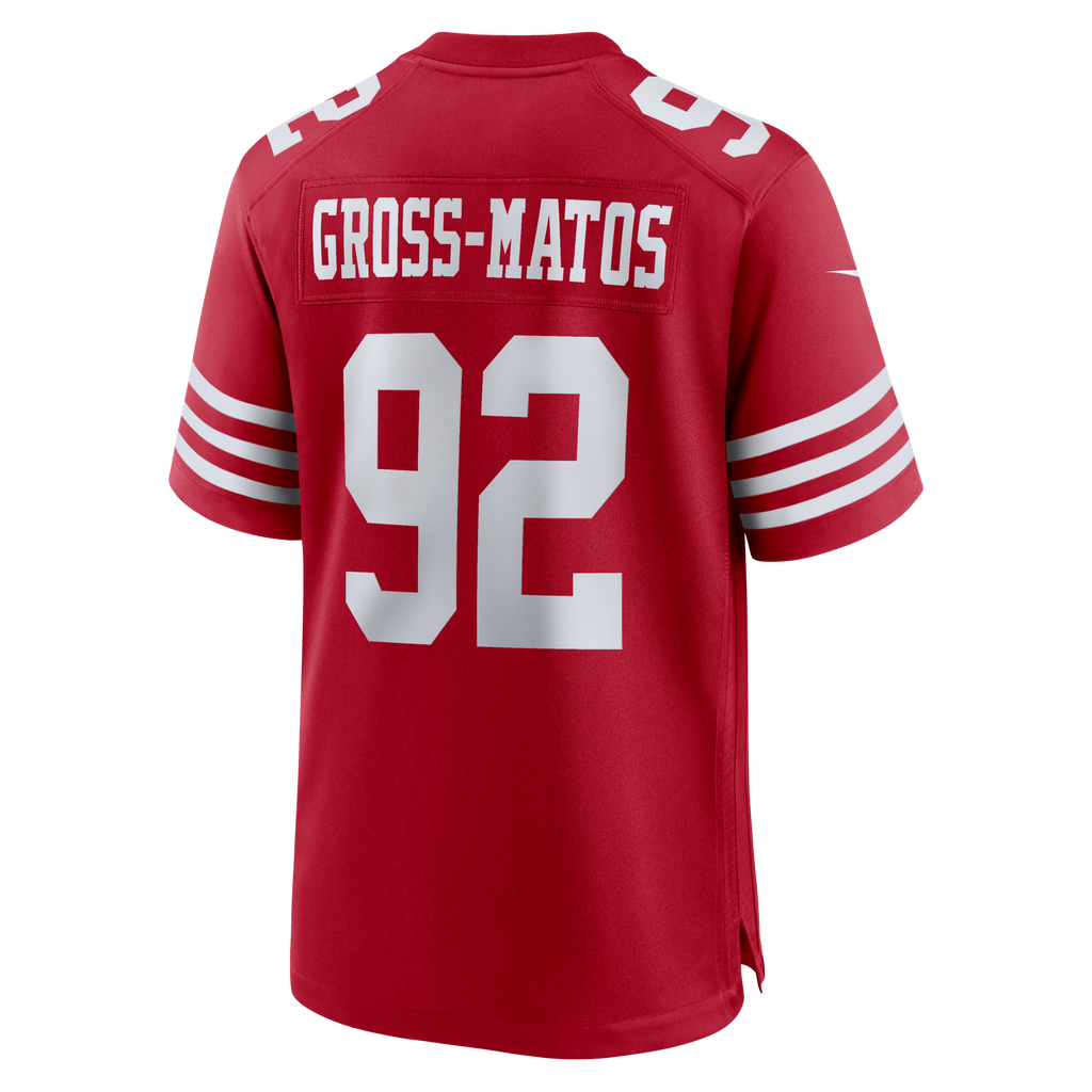 San Francisco 49ers Yetur Gross-Matos Scarlet Team Game Football Jersey