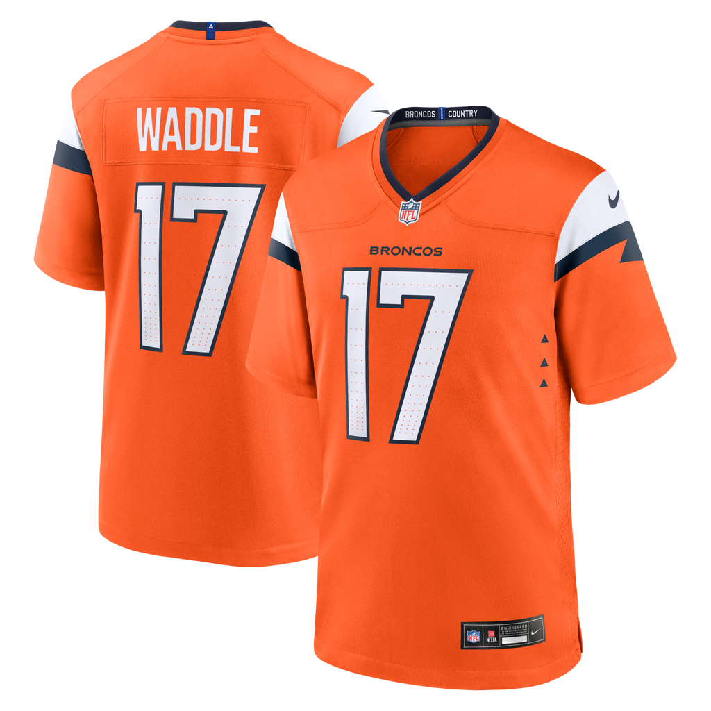 Denver Broncos Jaylen Waddle Orange Game Football Jersey