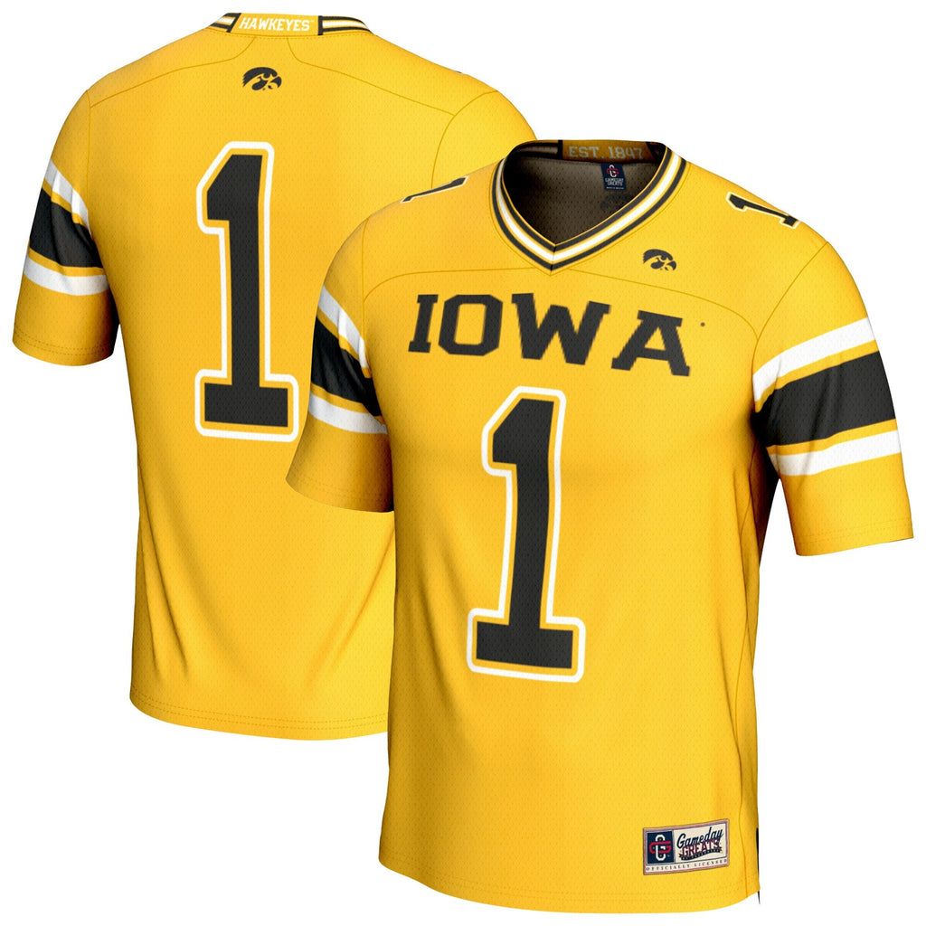 Gold Iowa Hawkeyes Lightweight Collegiate Football Fashion Jersey