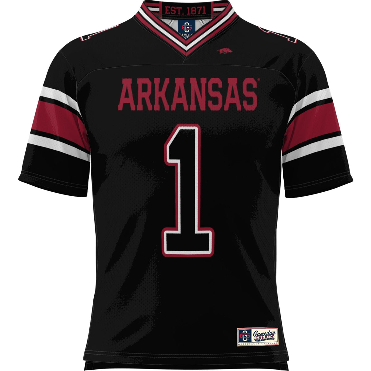 #1 Black Arkansas Razorbacks Football Jersey