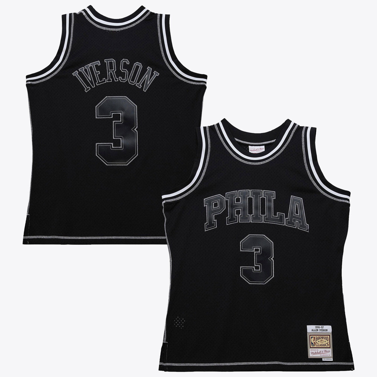 Philadelphia 76ers Allen Iverson 1996 Contrast 2K Swingman Jersey - Black