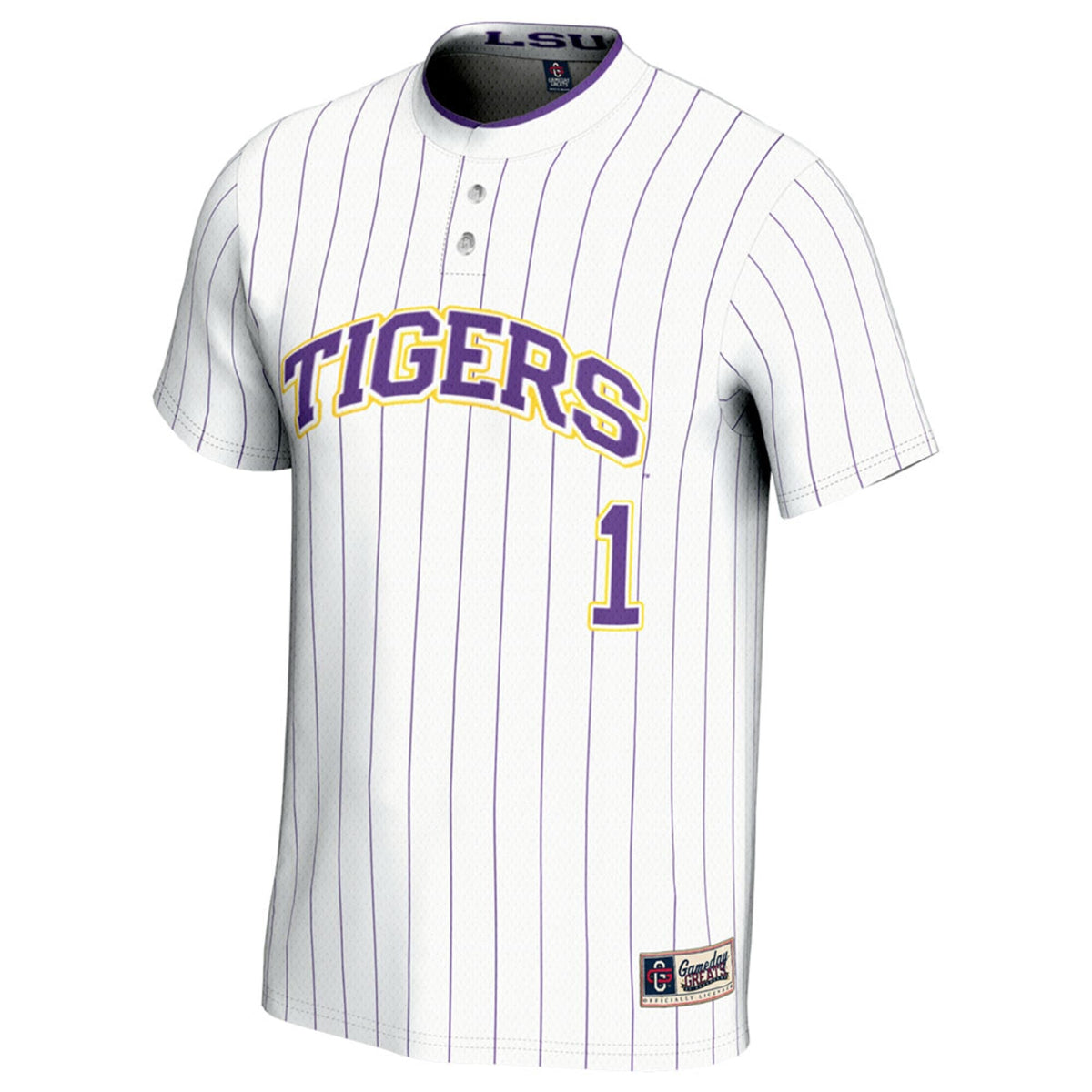 #1 LSU Tigers Lightweight Softball Jersey - White