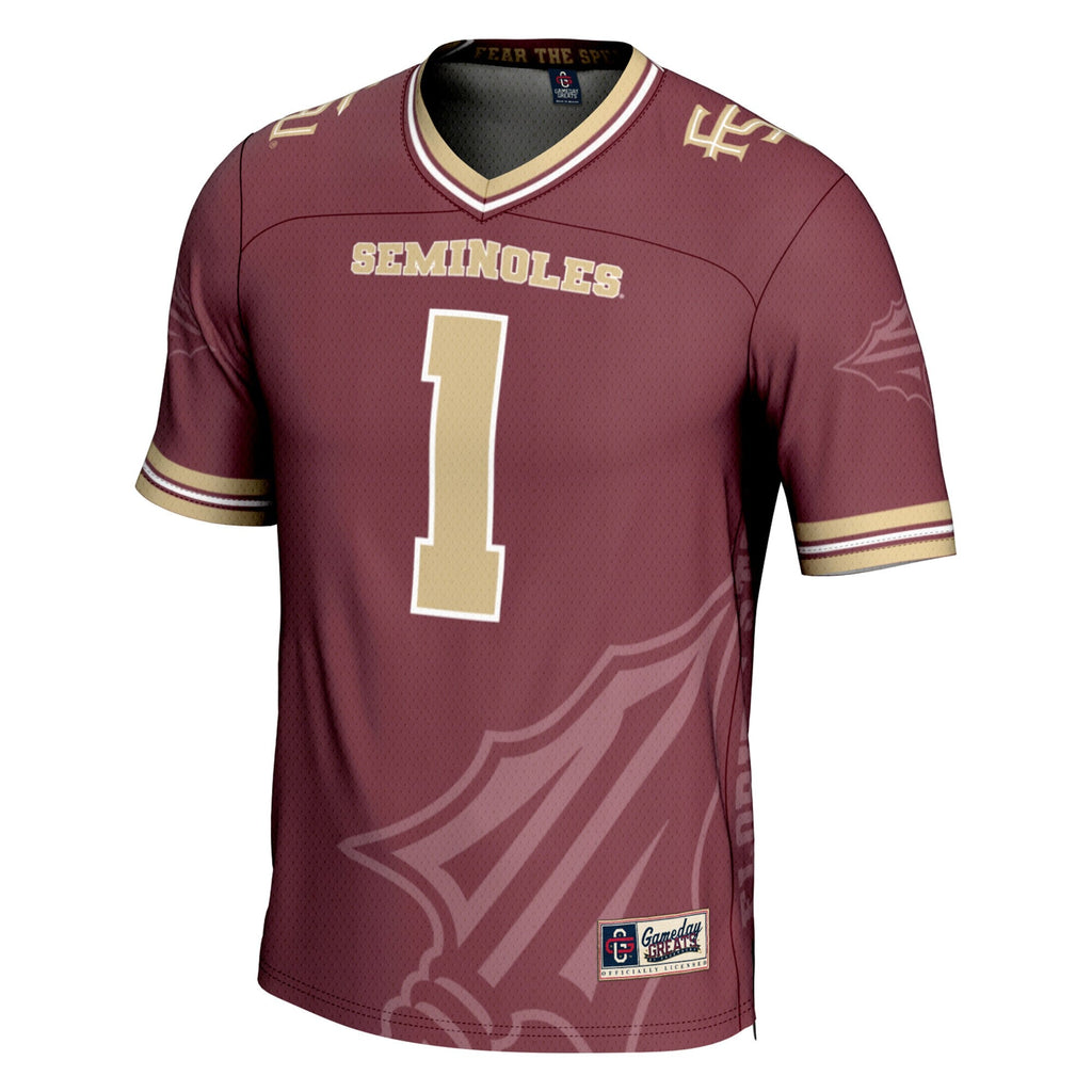 #1 Garnet Florida State Seminoles Icon Print Football Fashion Jersey