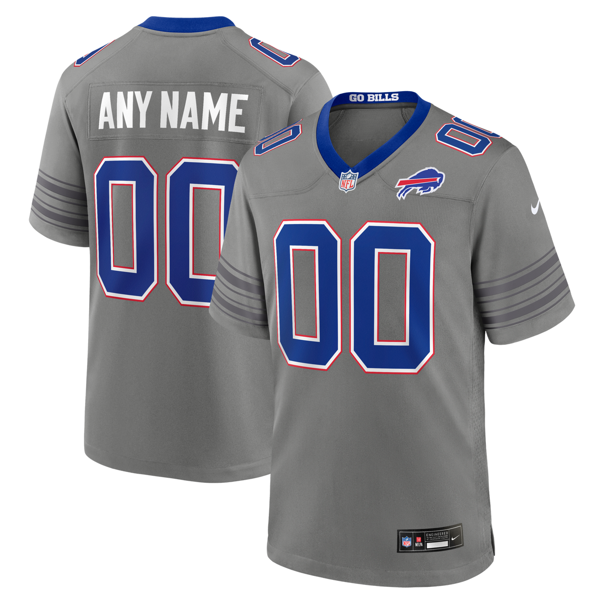 Buffalo Bills Gray Nickel City Custom Game Football Jersey
