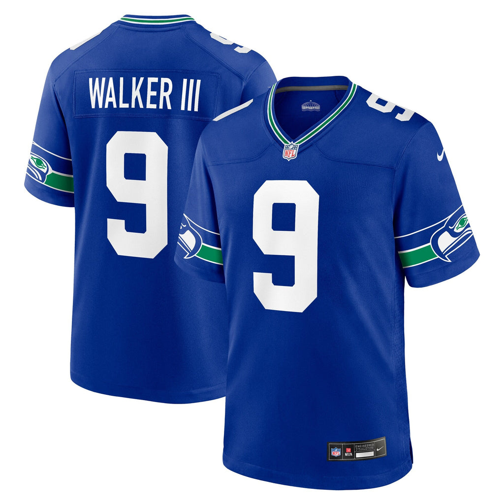 Seattle Seahawks Kenneth Walker III Royal Throwback Player Game Football Jersey