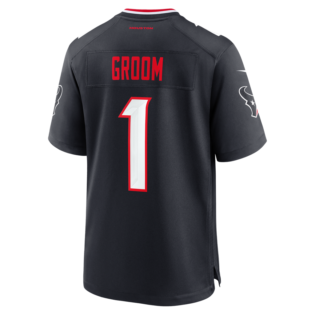 Houston Texans Number 1 Groom Navy Game Football Jersey