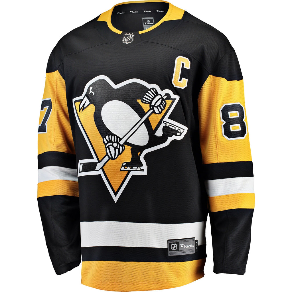 Pittsburgh Penguins Sidney Crosby Black Captain Patch Home Breakaway Hockey Jersey