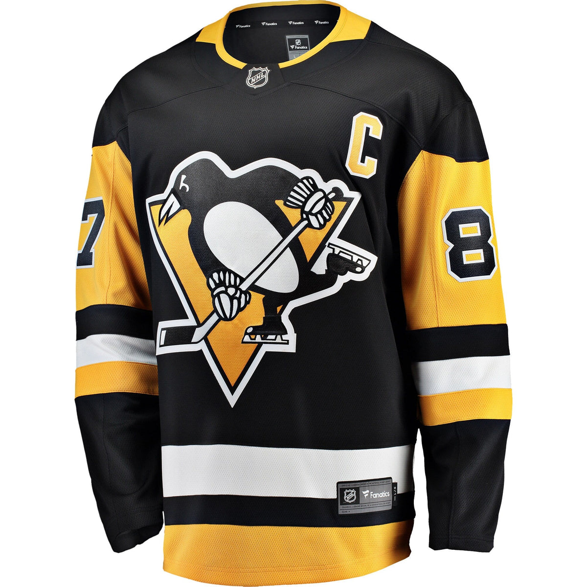 Pittsburgh Penguins Sidney Crosby Black Captain Patch Home Breakaway Hockey Jersey