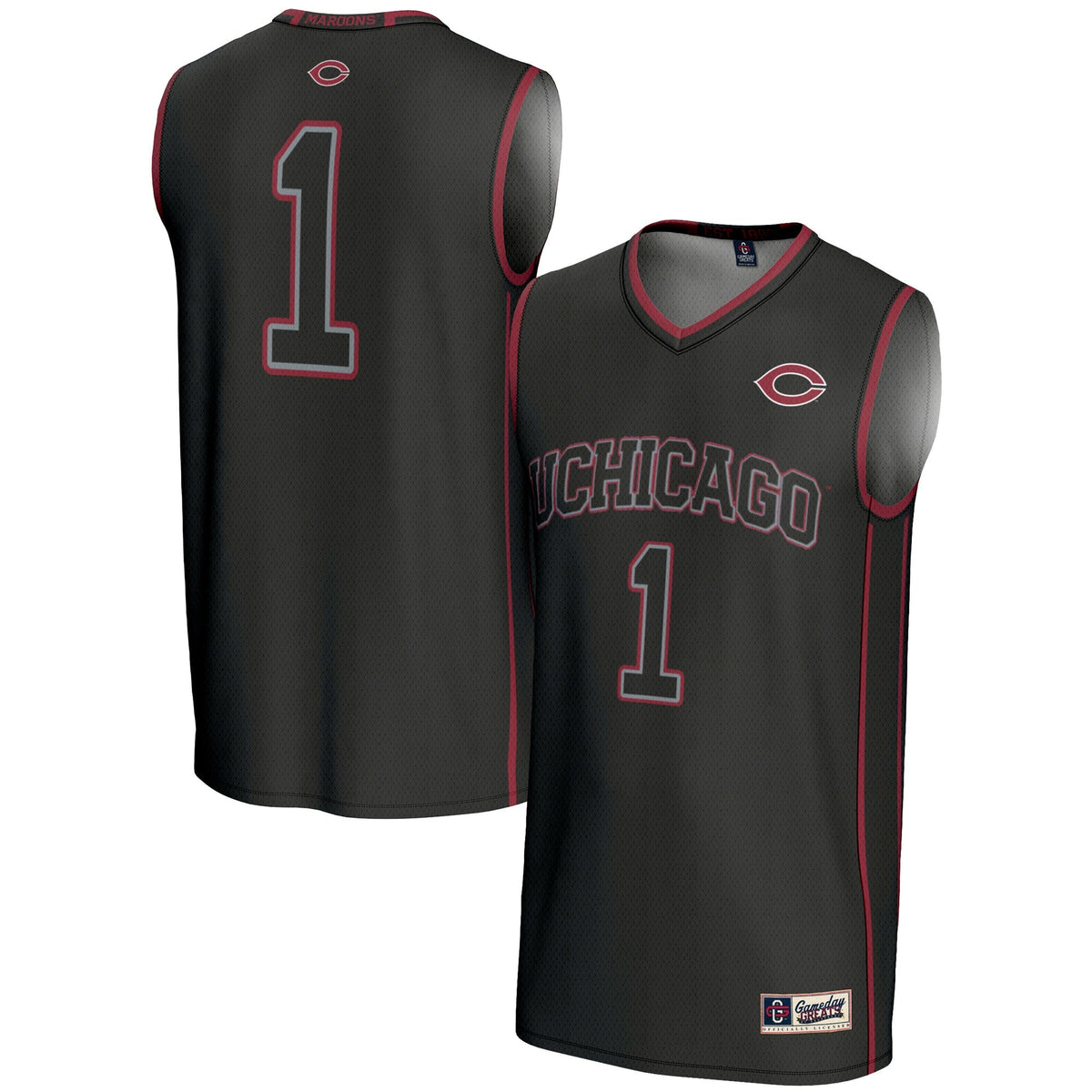 #1 UChicago Maroons Lightweight Basketball Jersey - Black