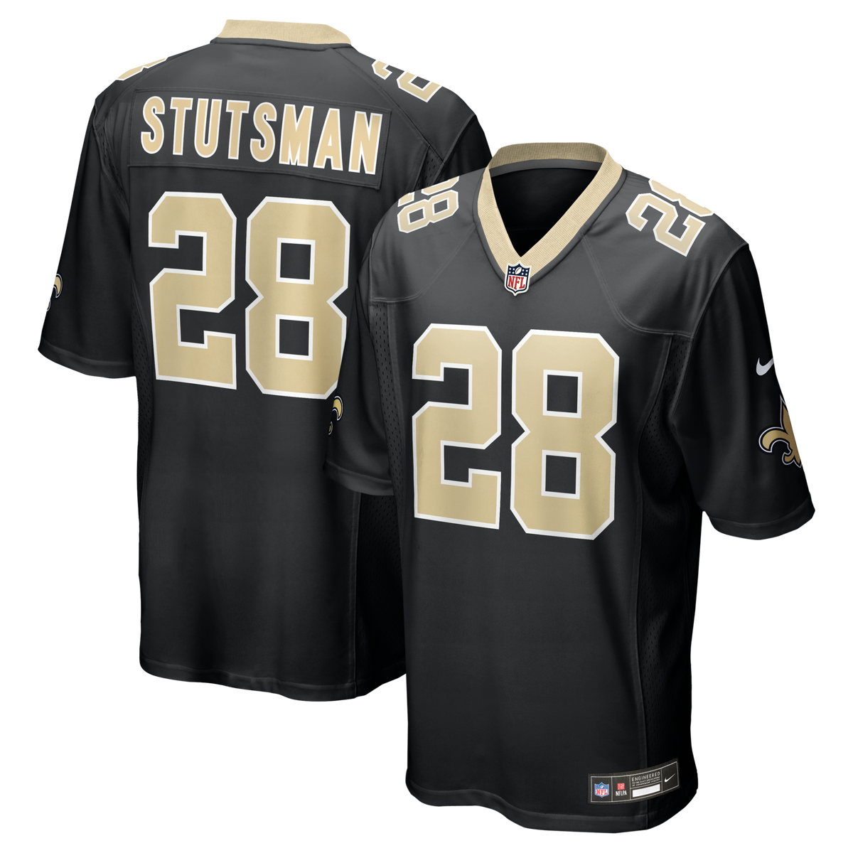 New Orleans Saints Danny Stutsman Black Team Game Football Jersey