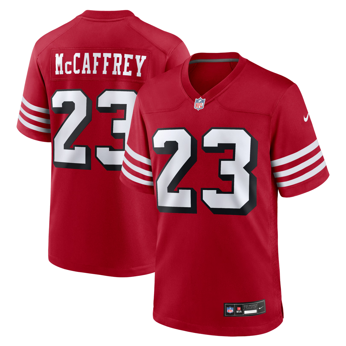 San Francisco 49ers Christian McCaffrey Scarlet Alternate Game Player Football Jersey