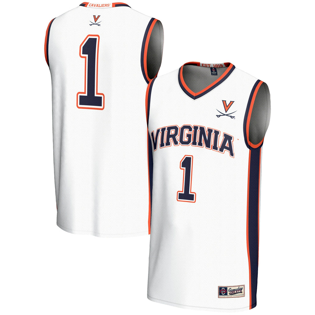 Male #1 White Virginia Cavaliers Lightweight Basketball Jersey