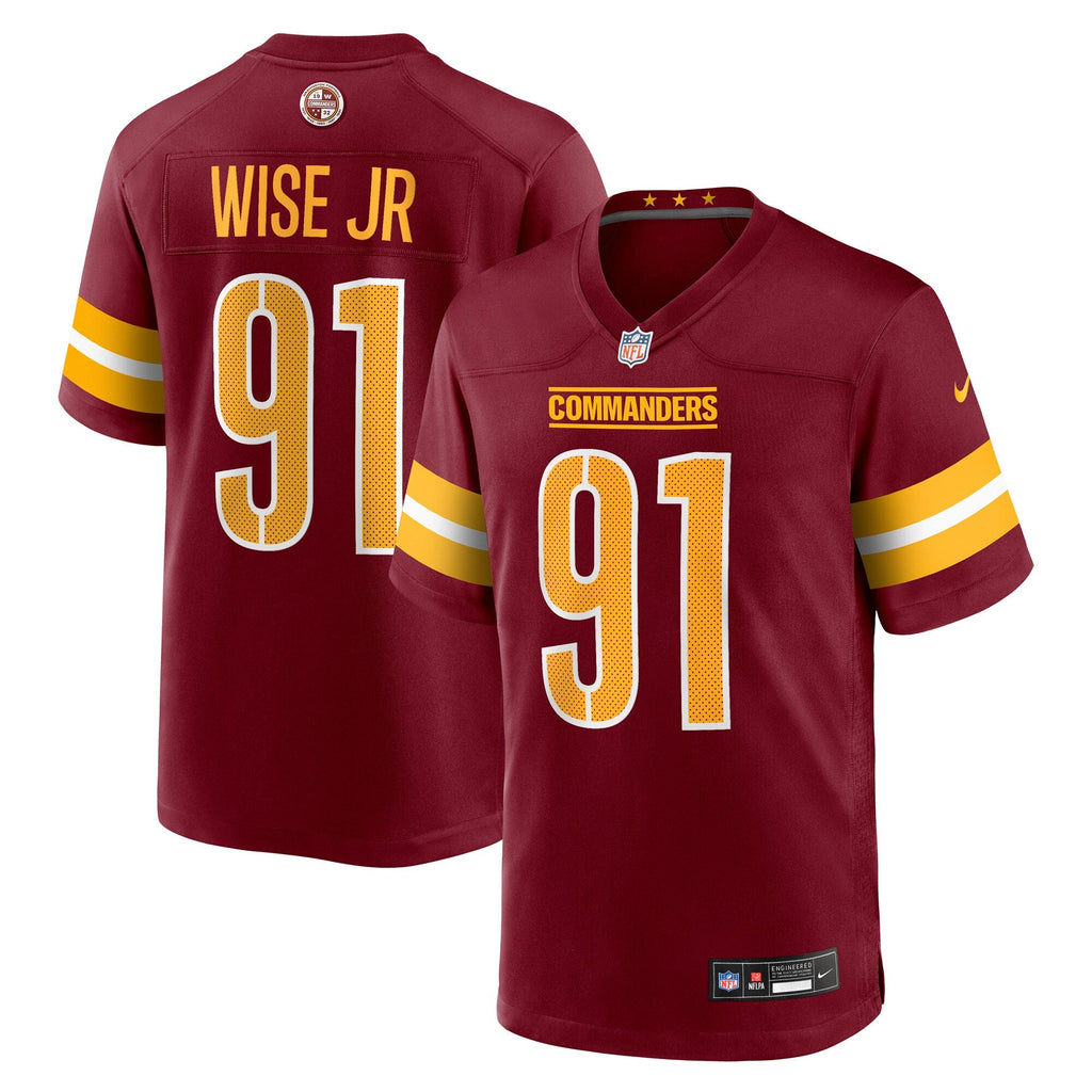 Washington Commanders Deatrich Wise Jr. Burgundy Team Game Football Jersey