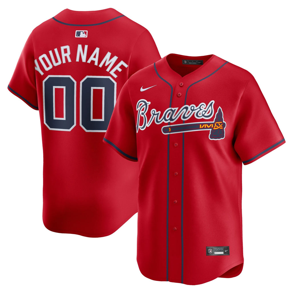Atlanta Braves Red Alternate Limited Custom Baseball Jersey
