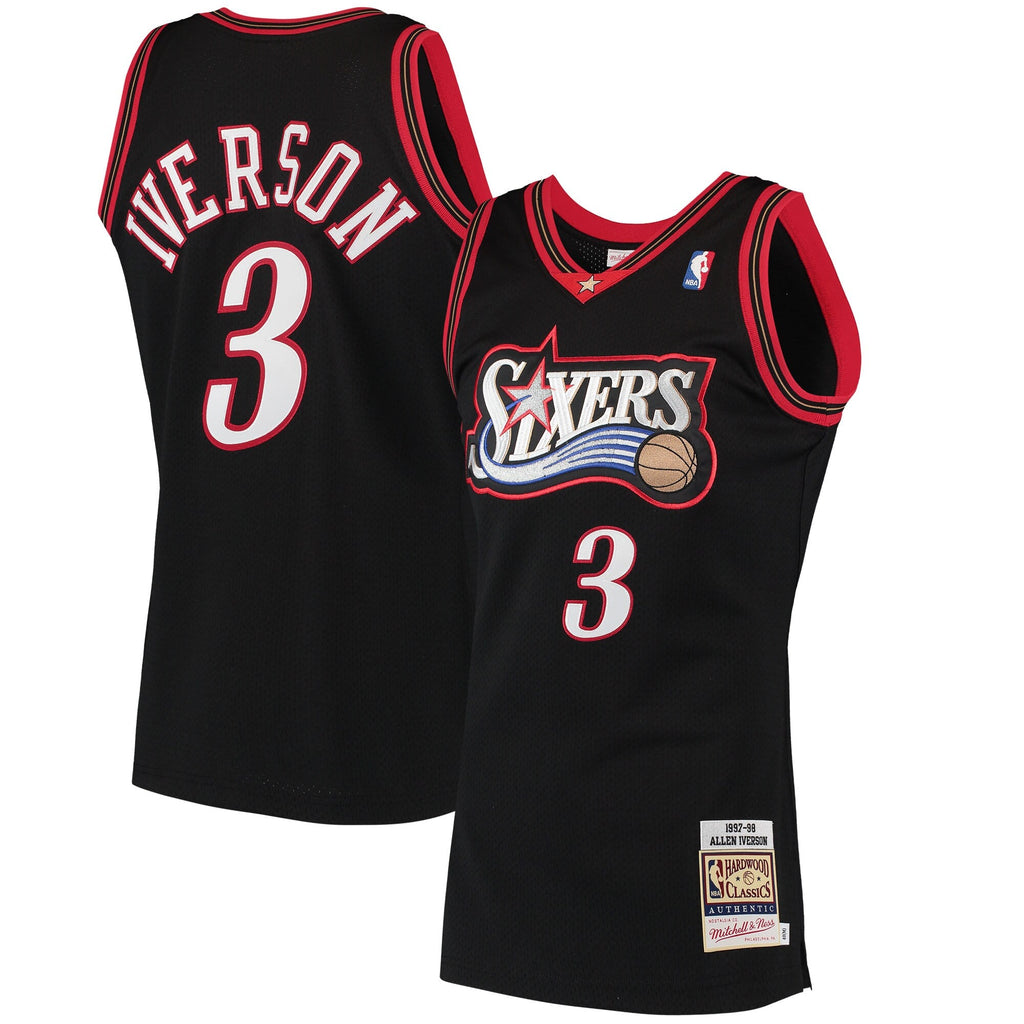 Allen Iverson Black Philadelphia 76ers 1997 Hardwood Classics Jersey