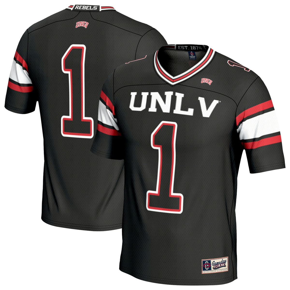 #1 UNLV Rebels Lightweight Football Fashion Jersey - Black
