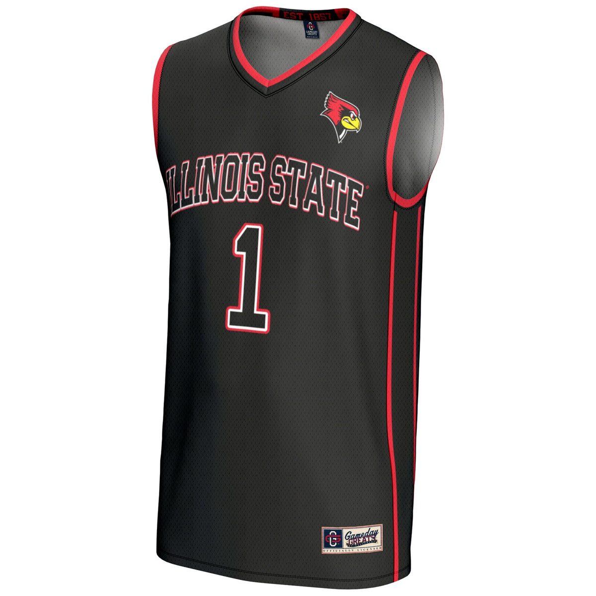 #1 Illinois State Redbirds Lightweight Basketball Jersey - Black