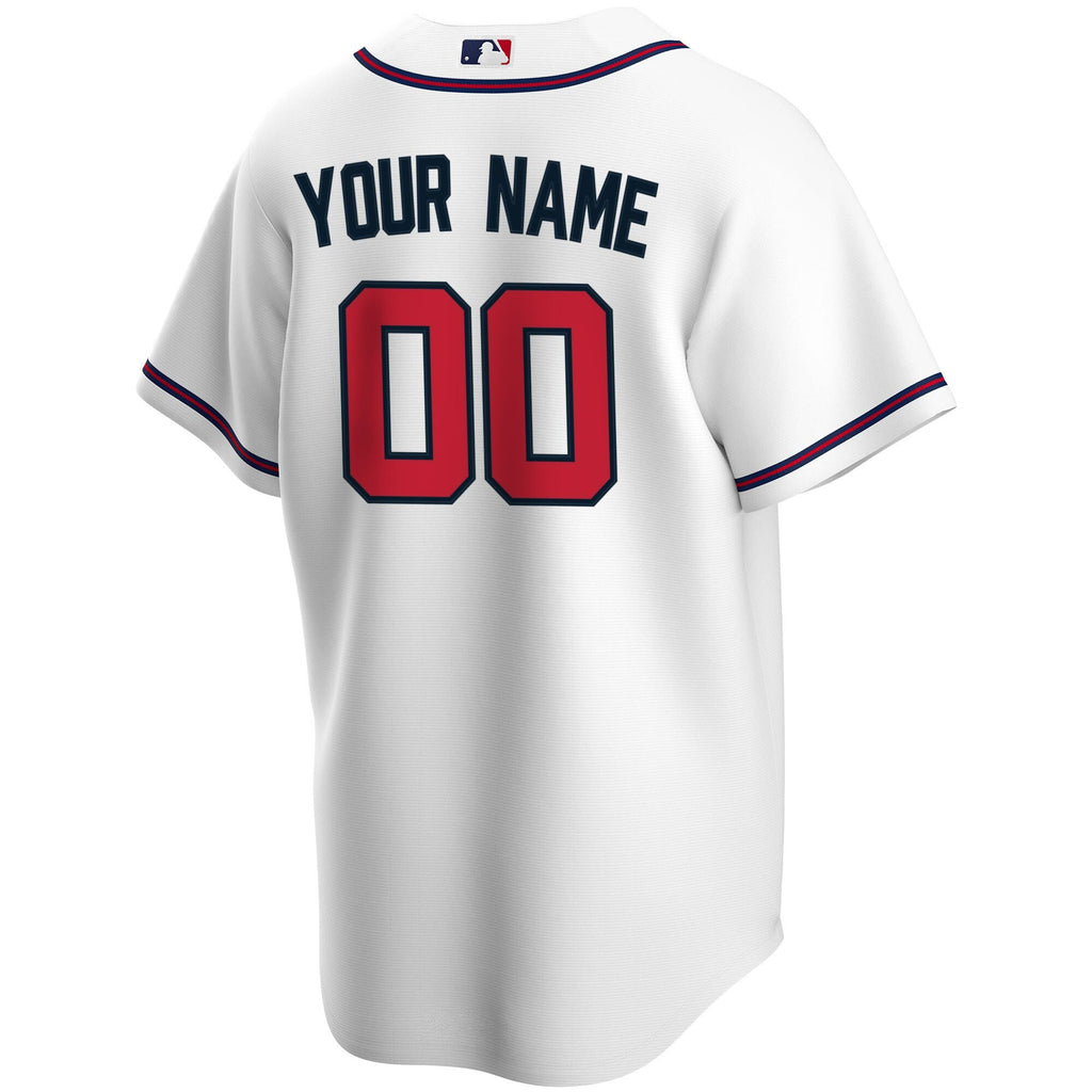 Atlanta Braves White Home Replica Custom Baseball Jersey