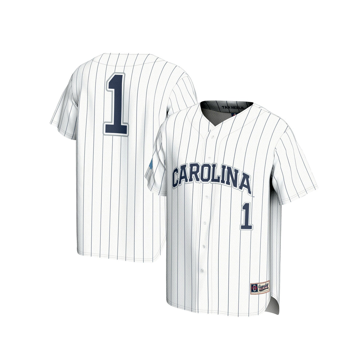 #1 North Carolina Tar Heels Lightweight Baseball Fashion Jersey - White