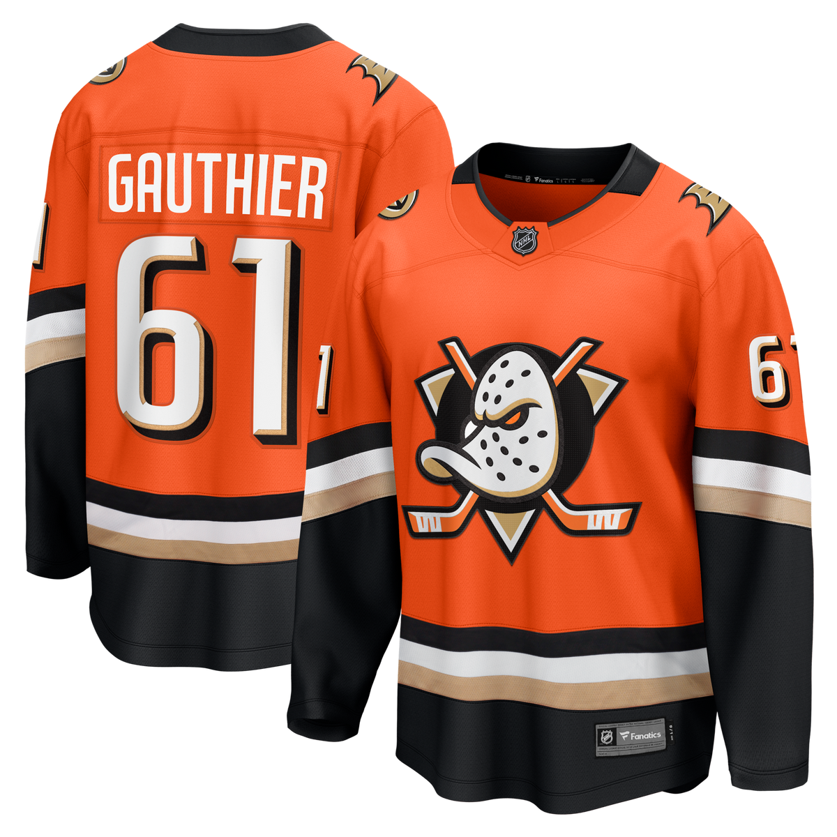 Anaheim Ducks Cutter Gauthier Orange Home Breakaway Hockey Jersey