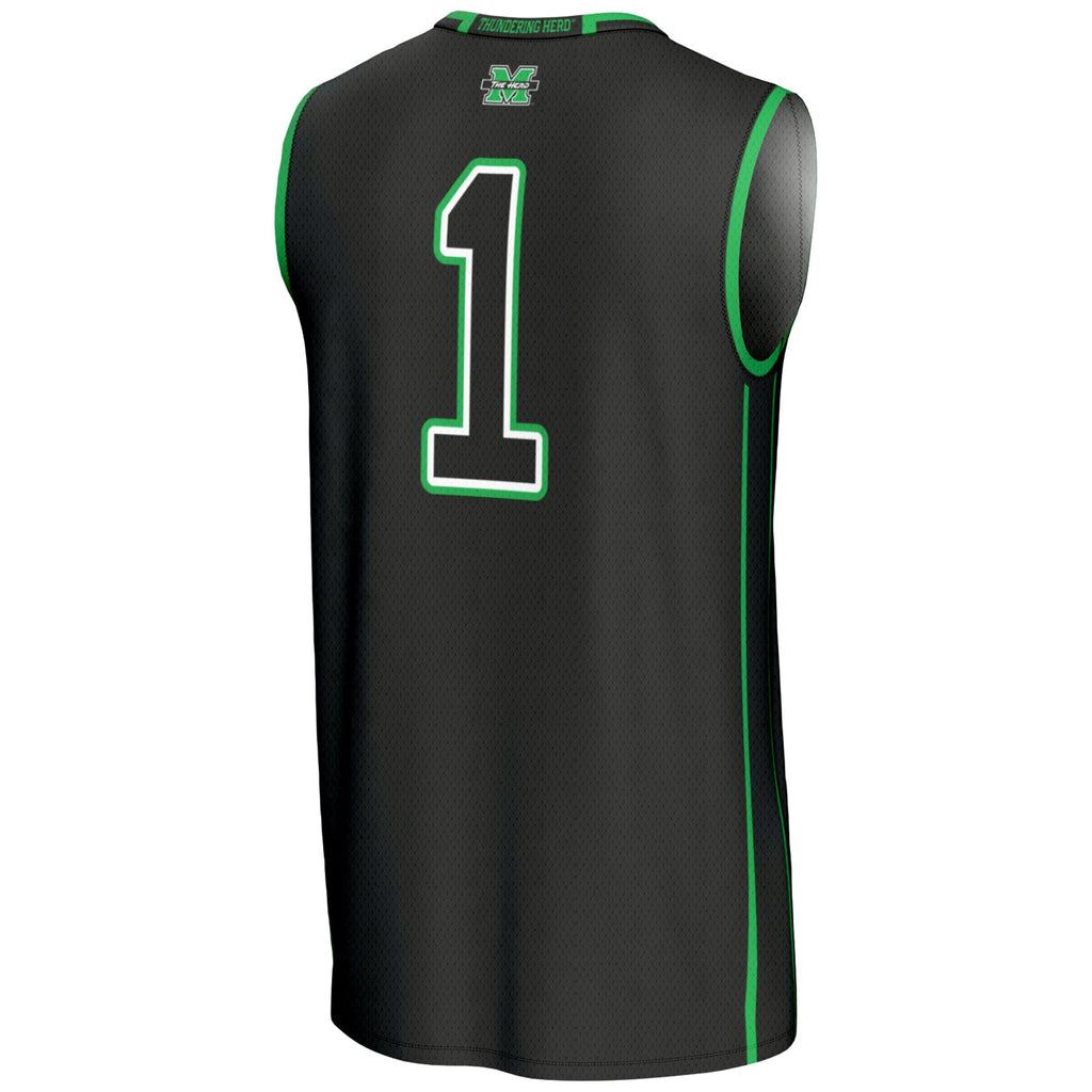 #1 Marshall Thundering Herd Lightweight Basketball Jersey - Black