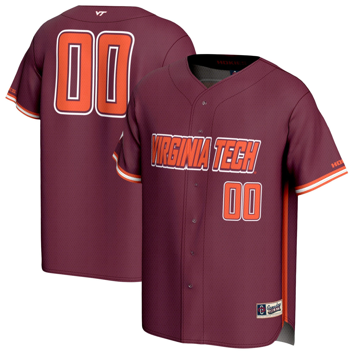 #00 Virginia Tech Hokies Adult Lightweight Collegiate Baseball Fashion Jersey - Maroon