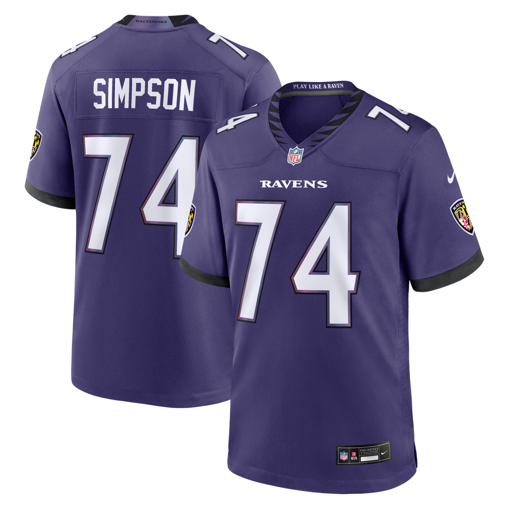 Baltimore Ravens John Simpson Purple Team Game Football Jersey