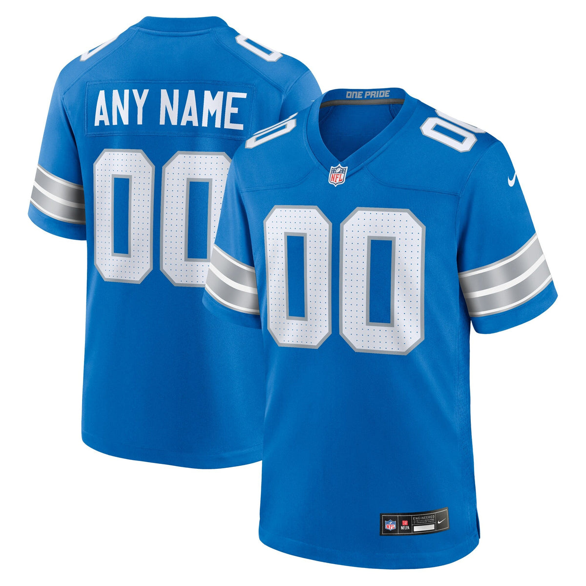 Detroit Lions Blue Custom Game Football Jersey