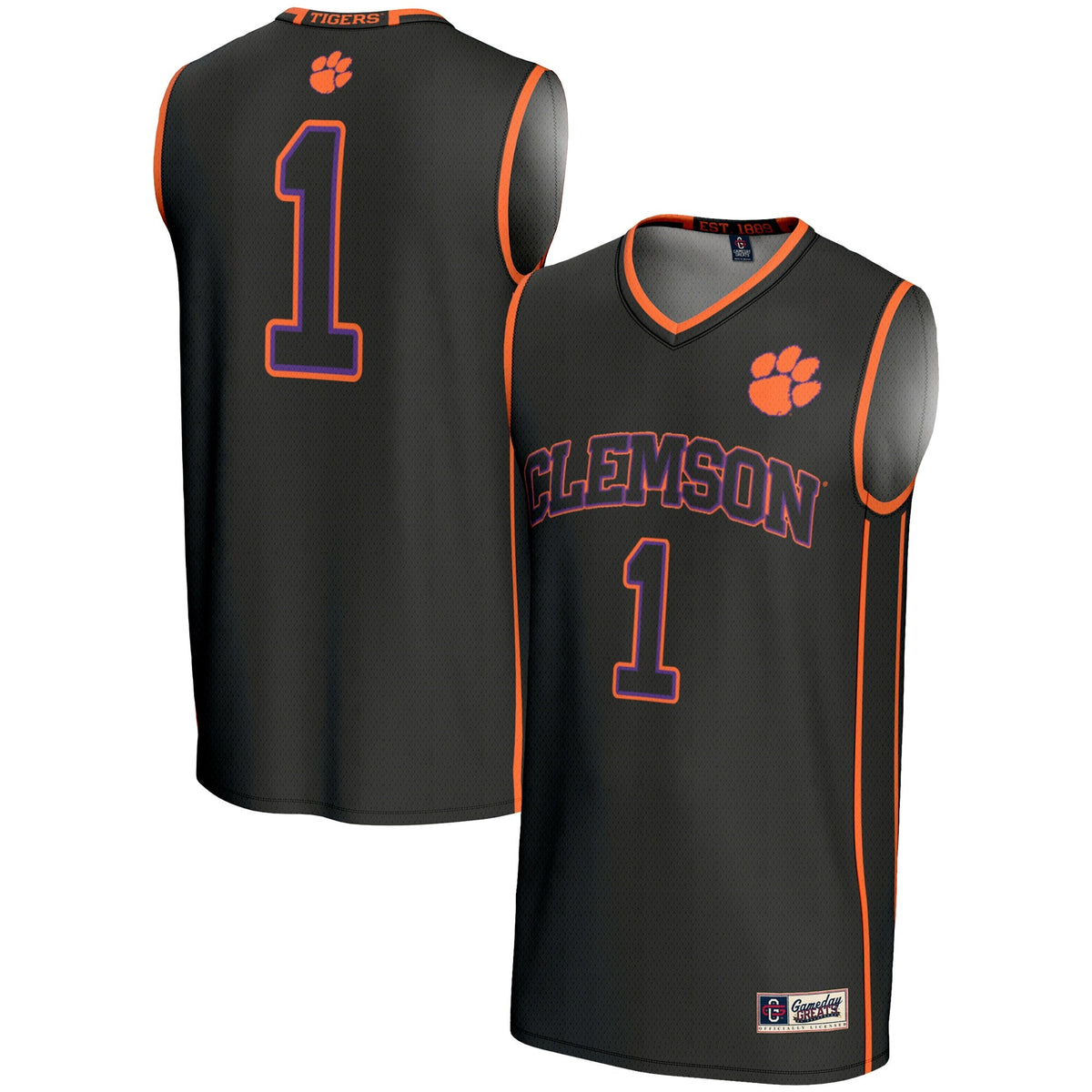 #1 Black Clemson Tigers Lightweight Basketball Jersey