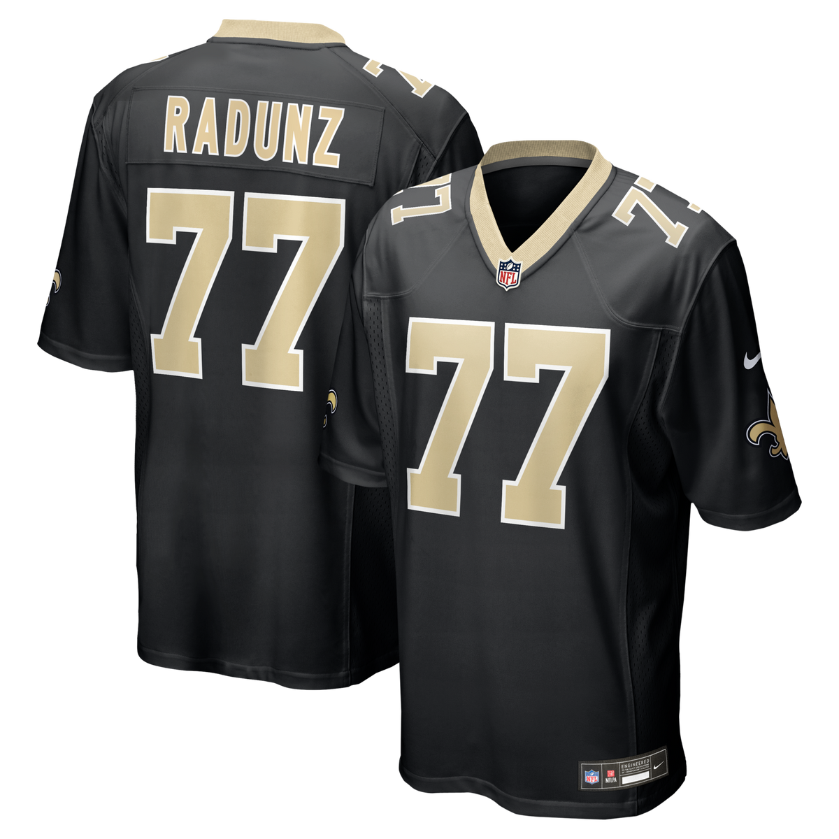New Orleans Saints Dillon Radunz Black Team Game Football Jersey