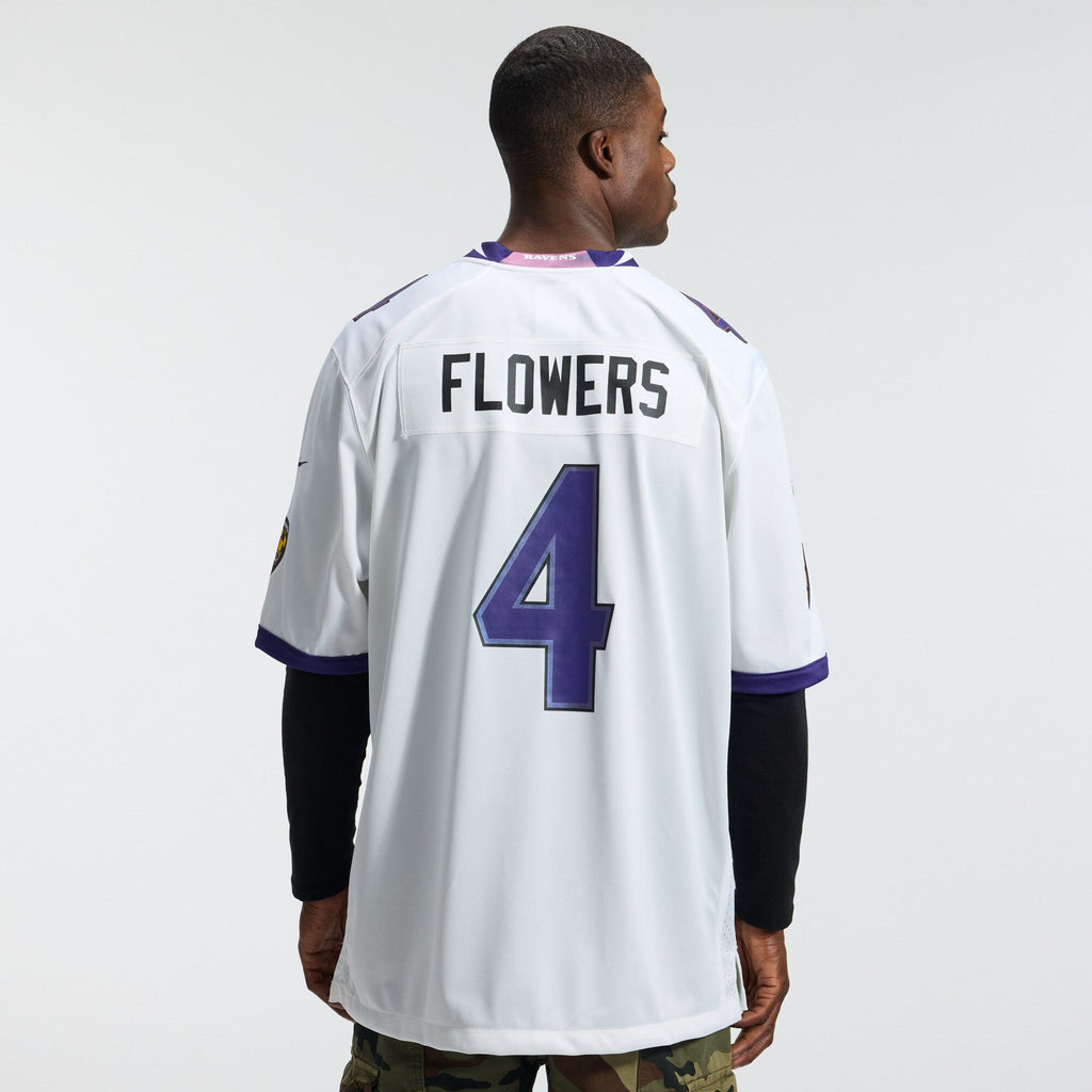 Baltimore Ravens Zay Flowers White Game Football Jersey