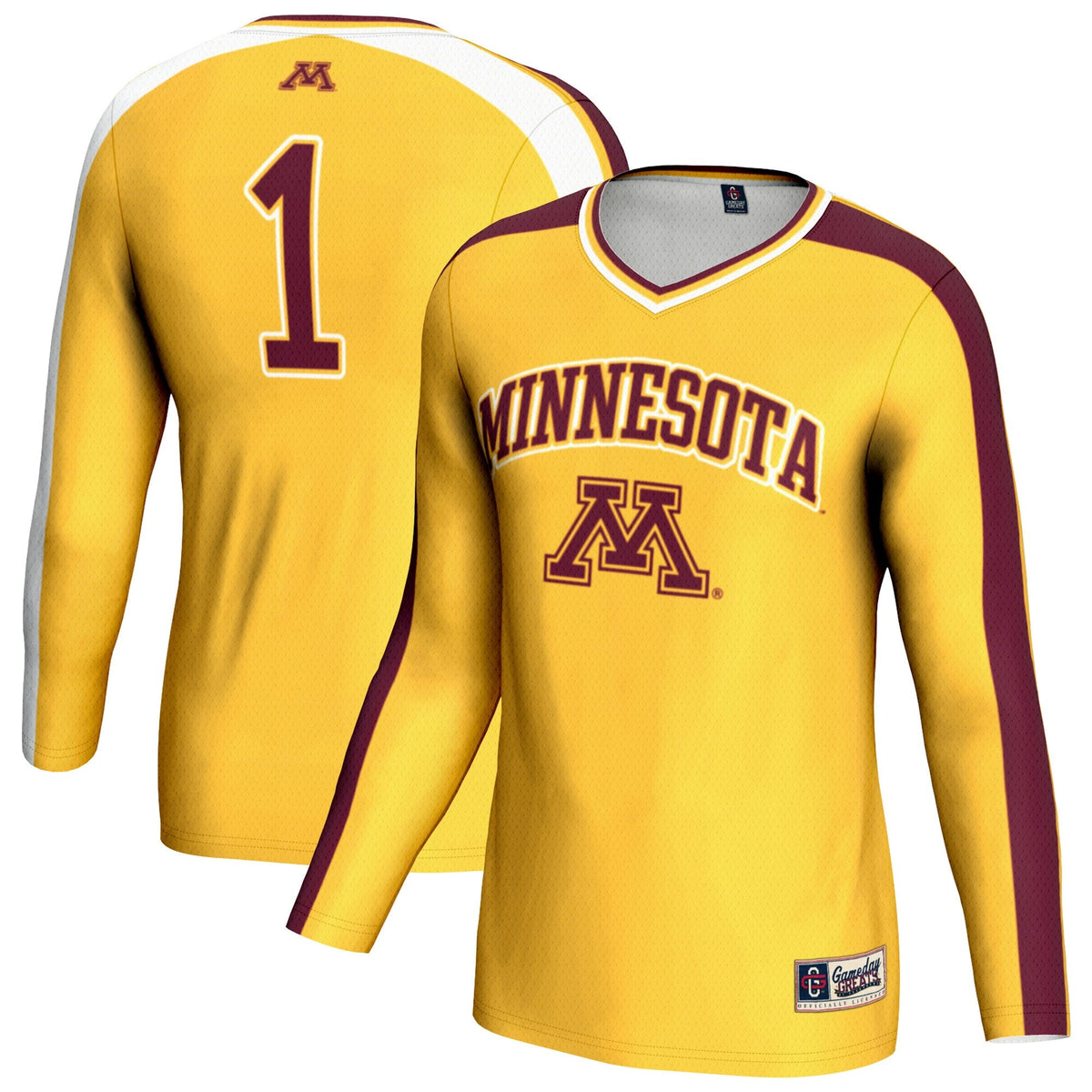 Minnesota Golden Gophers #1 Lightweight Volleyball Fashion Jersey - Gold
