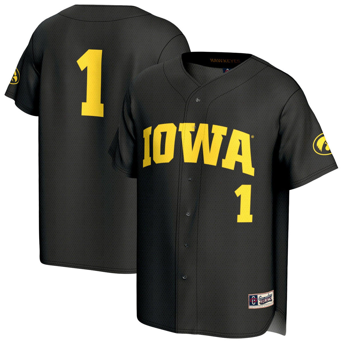 Black Iowa Hawkeyes Lightweight Collegiate Baseball Fashion Jersey