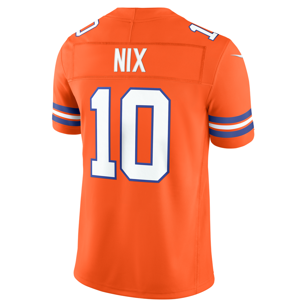 Denver Broncos Bo Nix Orange Alternate Mile High Collection 1977 Throwback Vapor F.U.S.E. Stitched Limited Football Jersey