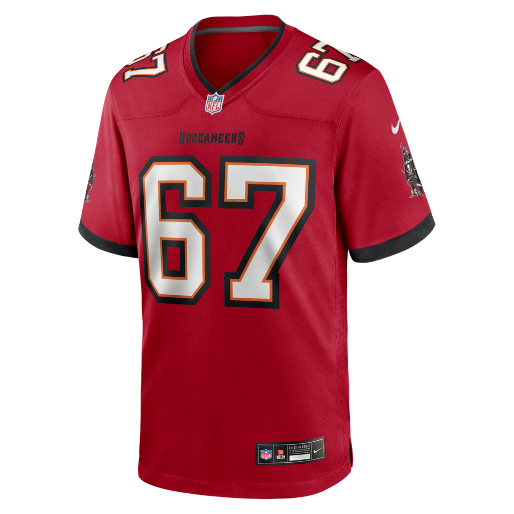 Tampa Bay Buccaneers Luke Goedeke Red Game Player Football Jersey