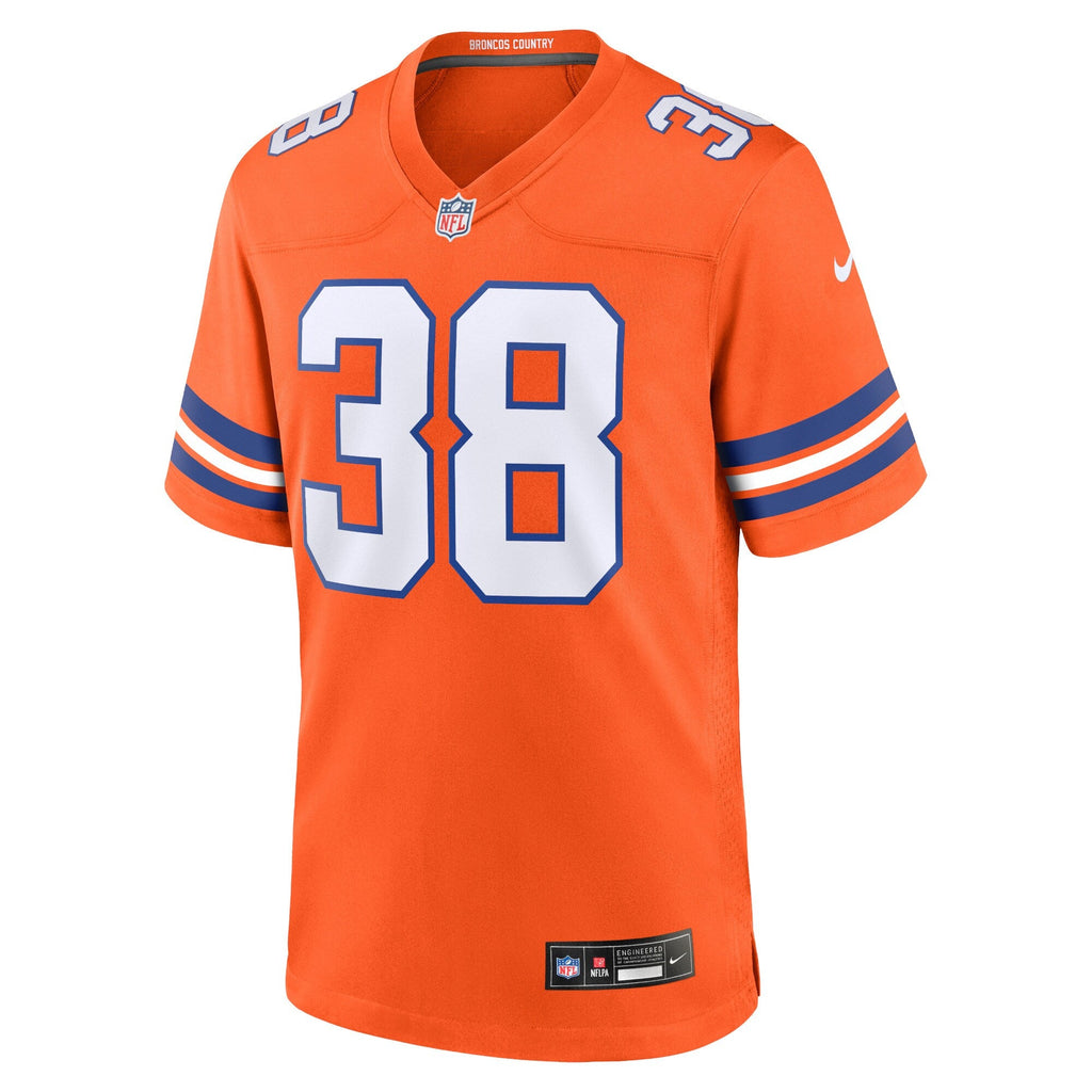 Denver Broncos Jaleel McLaughlin Orange Mile High Collection 1977 Throwback Player Game Football Jersey