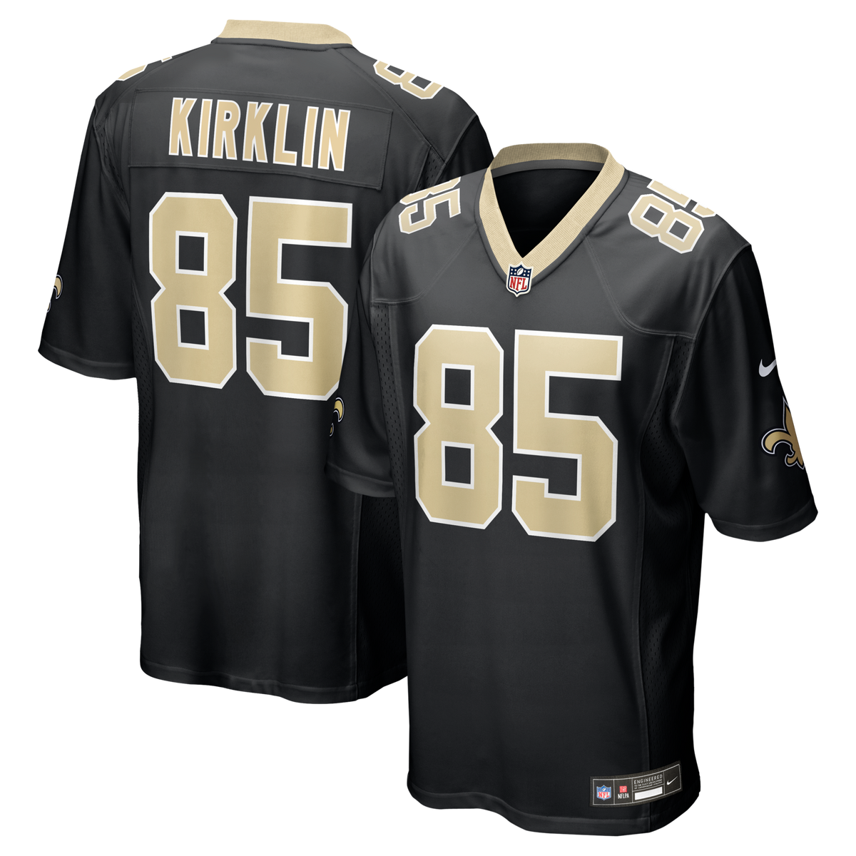 New Orleans Saints Jontre Kirklin Black Team Game Football Jersey