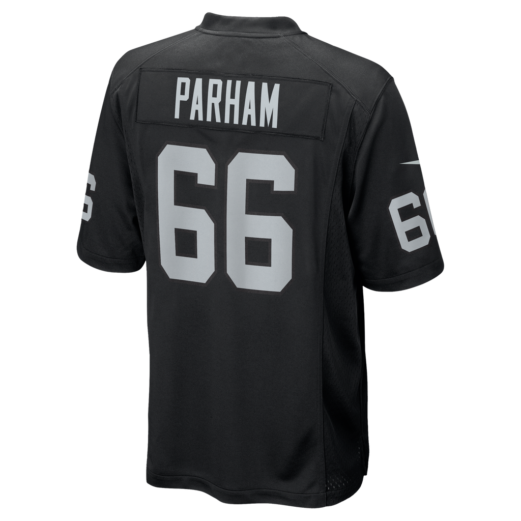 Las Vegas Raiders Dylan Parham Black Game Player Football Jersey