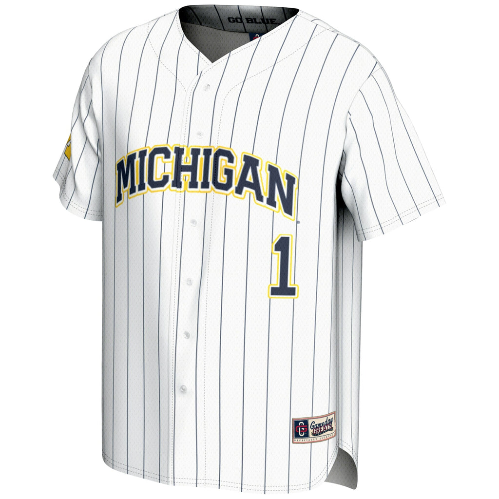 #1 Michigan Wolverines Lightweight Baseball Fashion Jersey - White