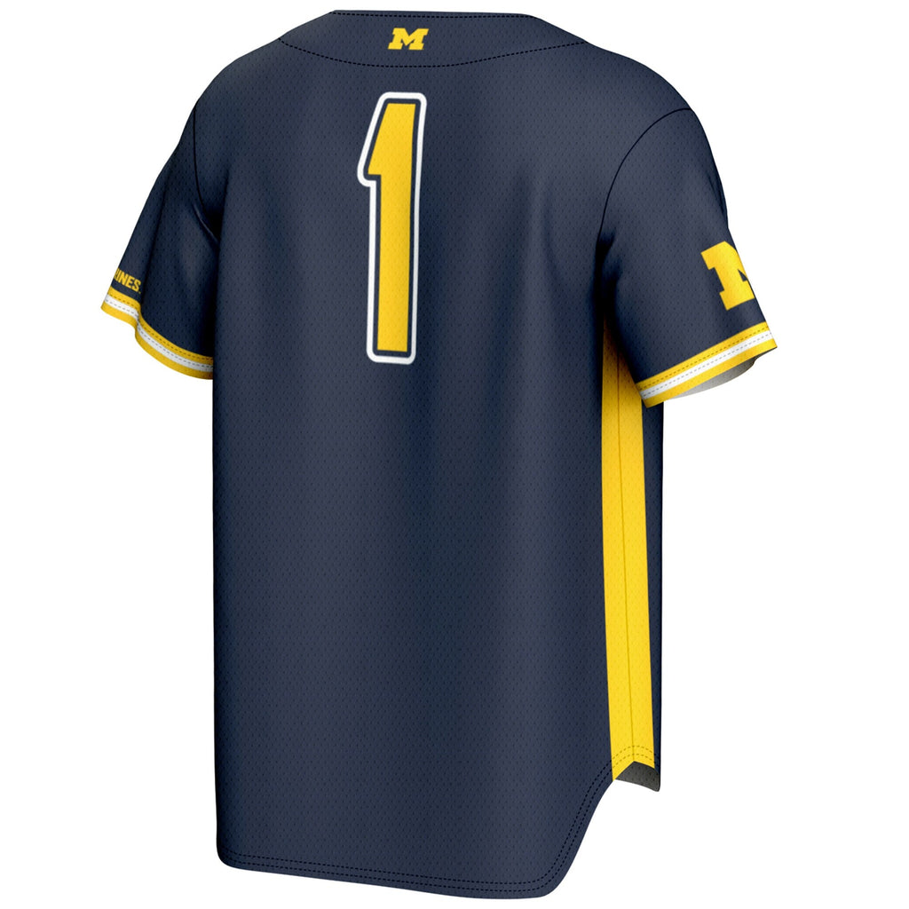 #1 Michigan Wolverines Lightweight Baseball Fashion Jersey - Navy